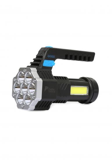 PeakStar PS-3879 7*XPE + COB LED USB Şarjlı Göstergeli El Feneri