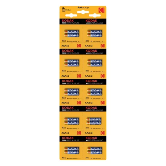 Kodak 20 Adet Max Super Alkalin 2’li Ayrılabilir Kartela ince Pil