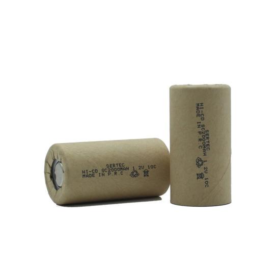 Sertec 1.2V Ni-Cd SC 2000 Mah Kağıt Şarjlı Pil 10C (Başsız/Flat Head)