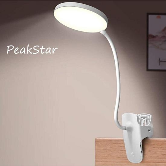 PeakStar PS-1942 Şarjlı Dokunmatik LED Masa Lambası Klipsli Çalışma Okuma Işığı 3 Kademeli USB Kablolu Akrobat Lamba