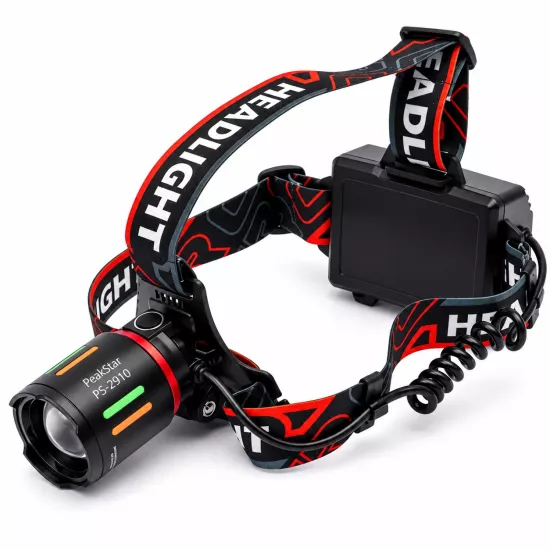 PeakStar PS-2910 Şarjlı Profesyonel Zoomlu Kamp Avcı Balıkçı Kafa Lambası Feneri