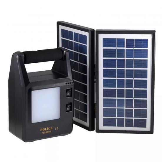 Police PK-3000 Işıldak Solar Panelli Güç Kaynağı El Feneri