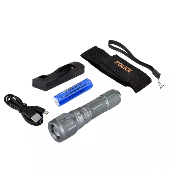 Police PS-15 Cree Q5 Şarjlı El Feneri Zoomlu Kılıflı Set