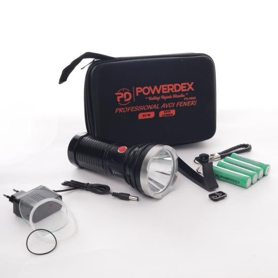Powerdex PD-9900 Su Geçirmez 25Watt Süper Güçlü LED Profesyonel Şarjlı El Feneri