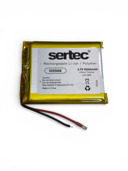 Sertec 105568 3.7V 5000 mAh Li-Polymer Pil (Devreli/1.5A)