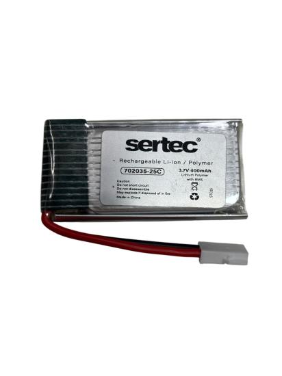 Sertec 702035 3.7V 400mAh 25C BEYAZ SOKET Drone Bataryası