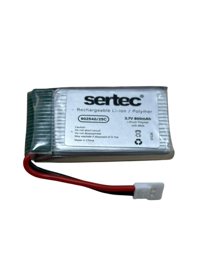 Sertec 902540 3.7V 800mAh 25C BEYAZ SOKET Drone Bataryası