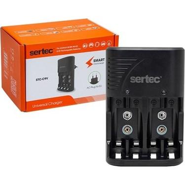 Sertec STC-C802 AA-AAA-9V Uyumlu 4lü Pil Şarj Aleti