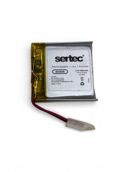 Sertec 602626 3.7V 400mAh Li-Polymer Pil (Devreli/1.5A)