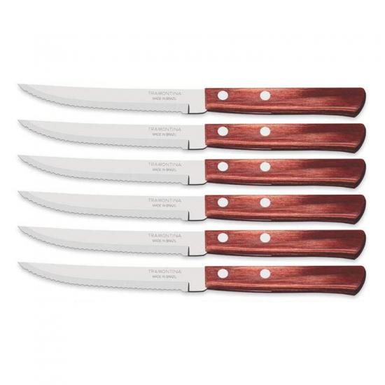 Tramontina 6 Kişilik Polywood Saplı Paslanmaz Çelik Steak Biftek Bıçak Seti