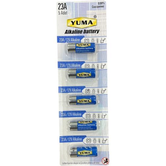 Yuma 23A 12V Alkalin Pil 5’li Paket Düğme Pil