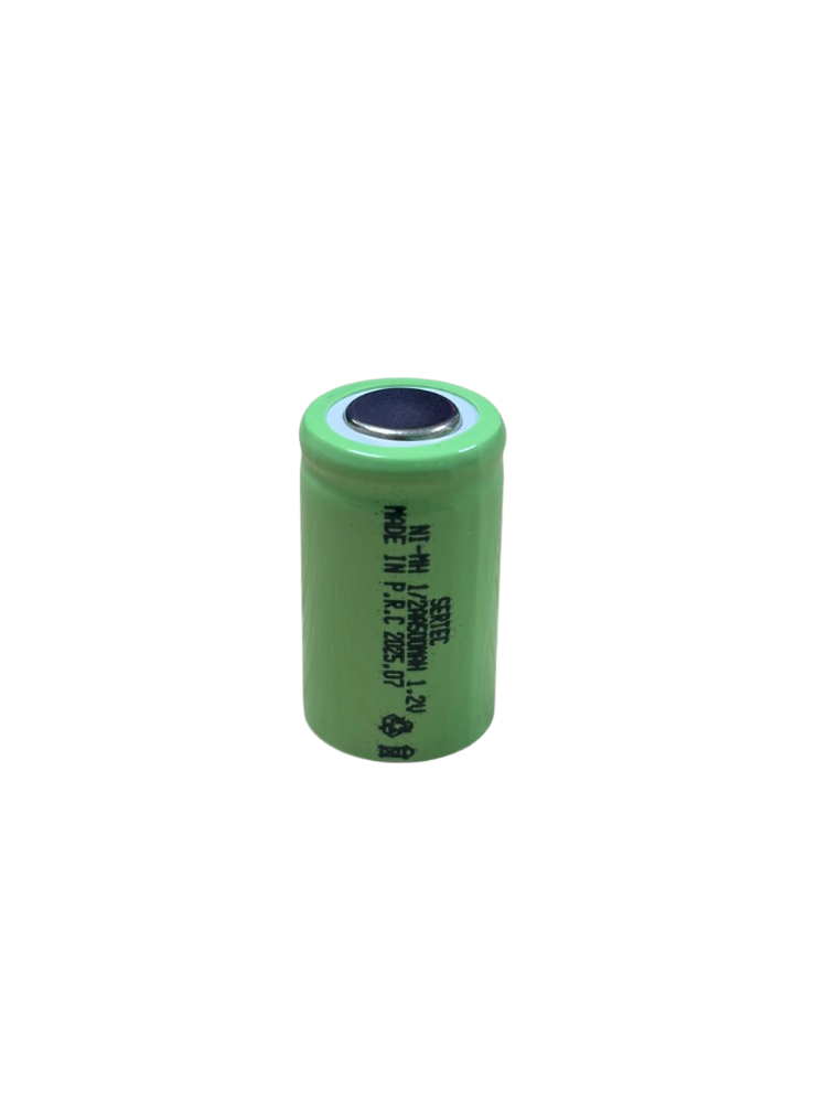 Sertec - 1.2V 500 Mah - 1/2AA - Ni-MH Şarjlı Pil - (Başsız / Flat Head)