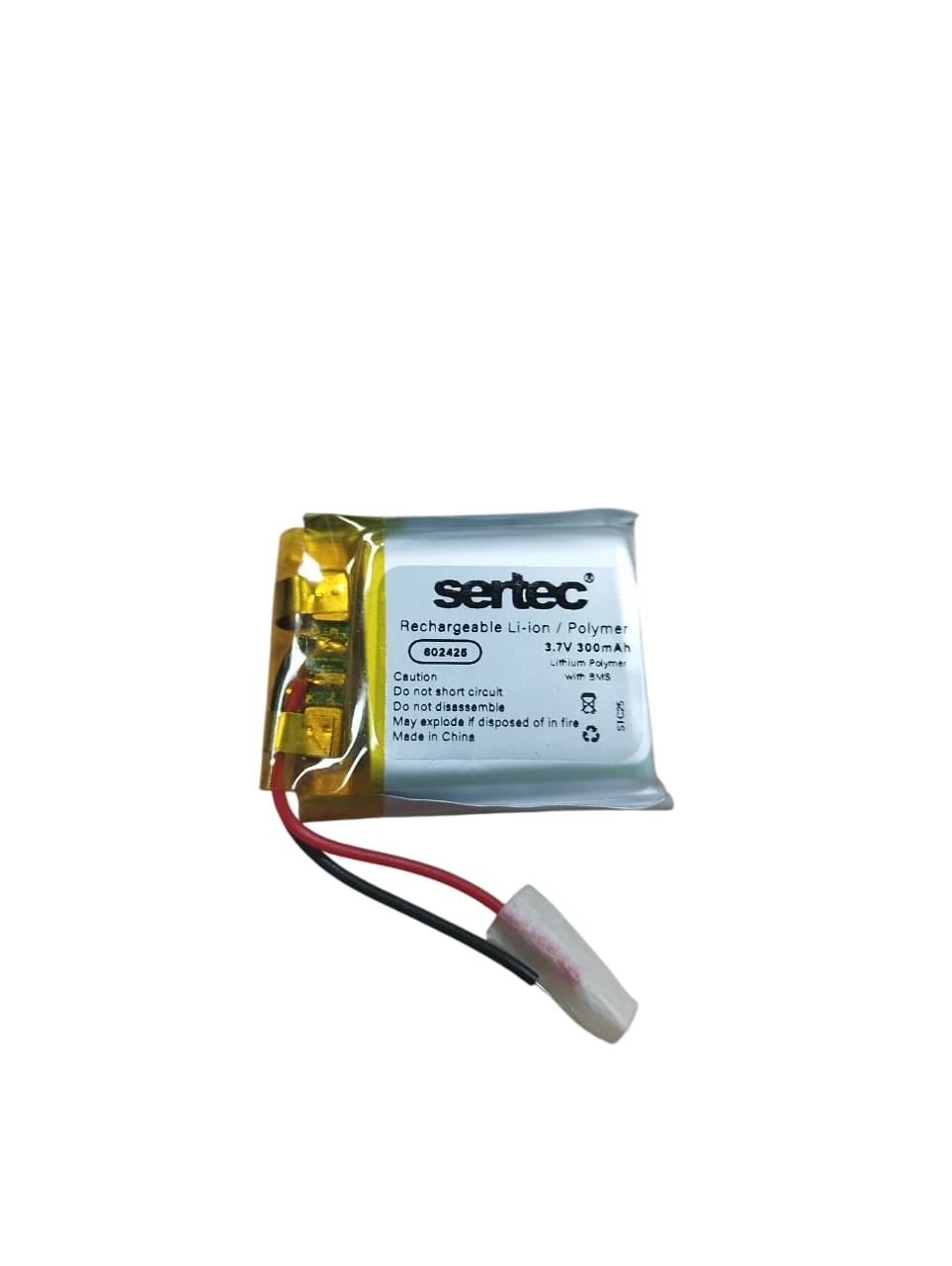 Sertec 602425 3.7V 300mAh Li-Polymer Pil (Devreli/1.5A)