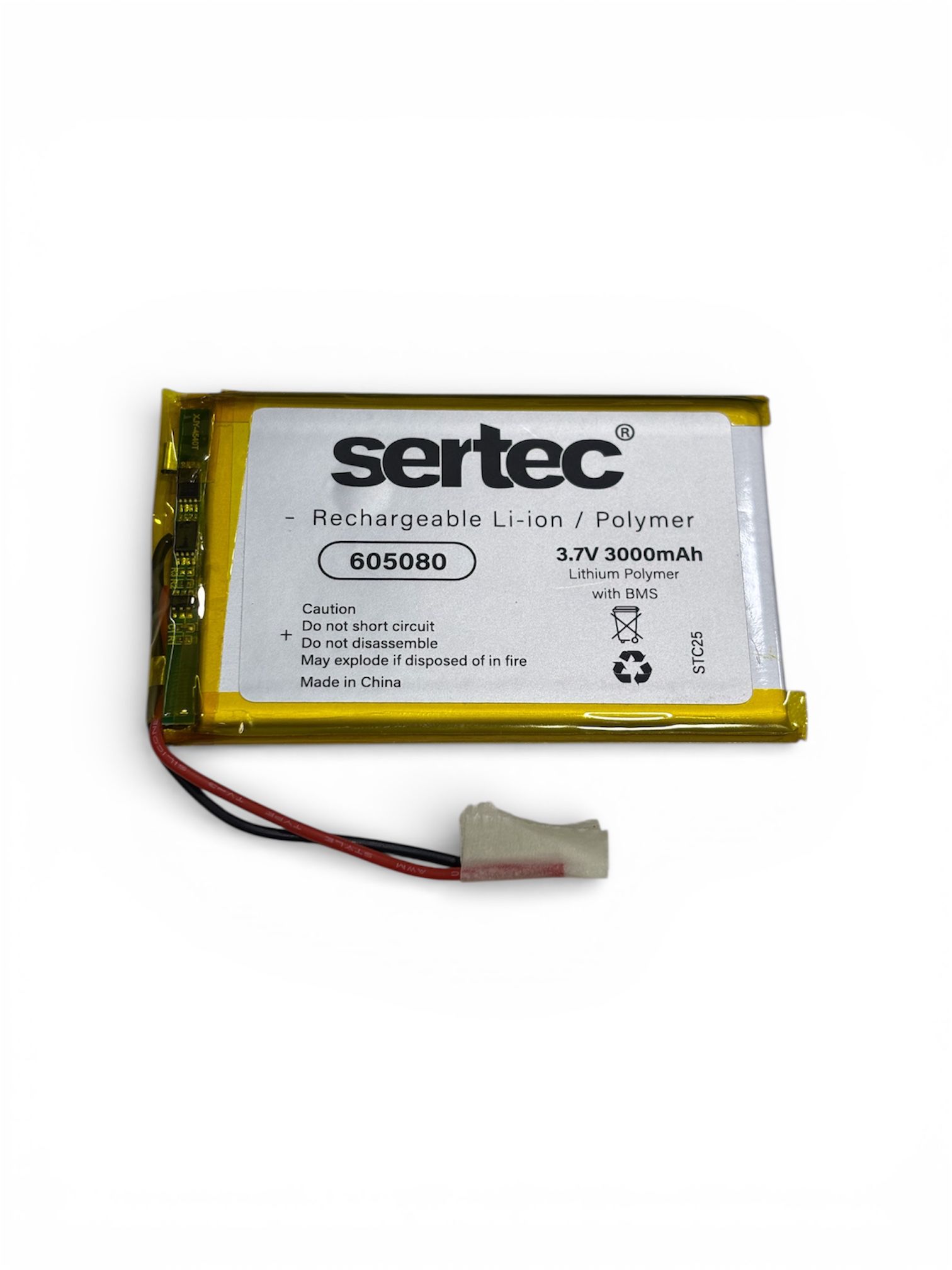 Sertec 605080 3.7V 3000 mAh Li-Polymer Pil (Devreli/1.5A)
