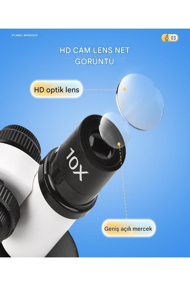 2’li Set Çocuk Eğitici Biyolojik Mikroskop Kiti Zoom Led Işıklı 100x 400x 1200x St1200x