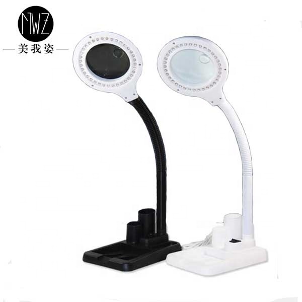 Beyaz Esnek 5X / 10X 40 LED Işıklı Büyüteç Lamba Büyüteç Okuma Çalışma Lehim Masa Lambası A808