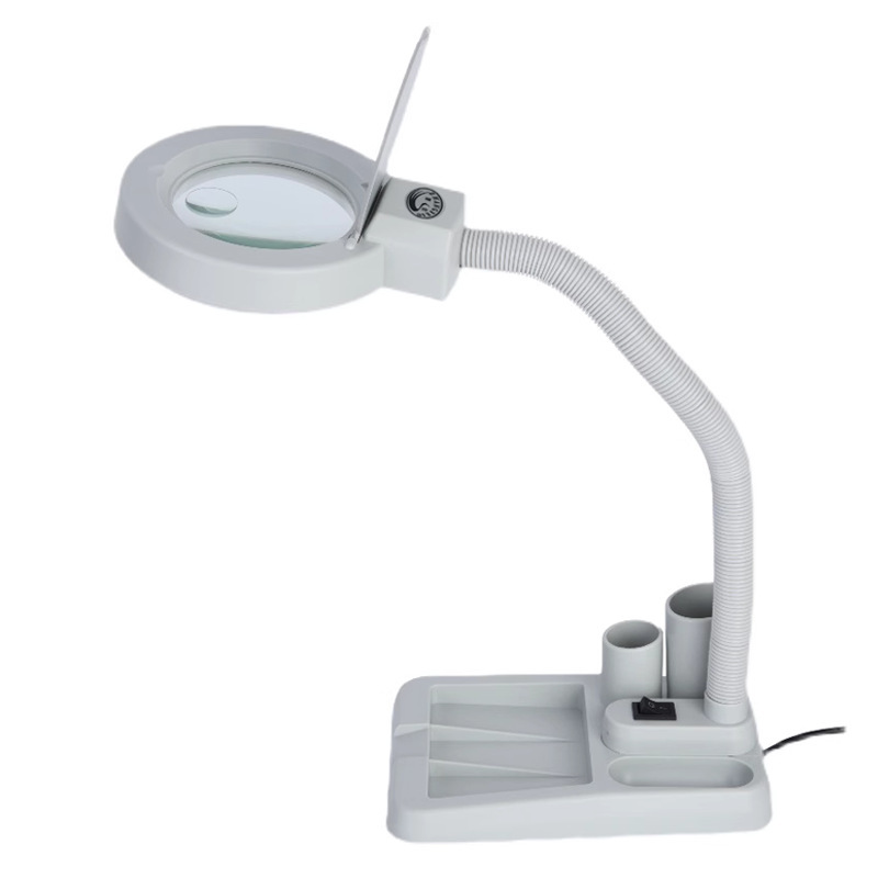 Beyaz Esnek 5X / 10X 40 LED Işıklı Büyüteç Lamba Büyüteç Okuma Çalışma Lehim Masa Lambası A808