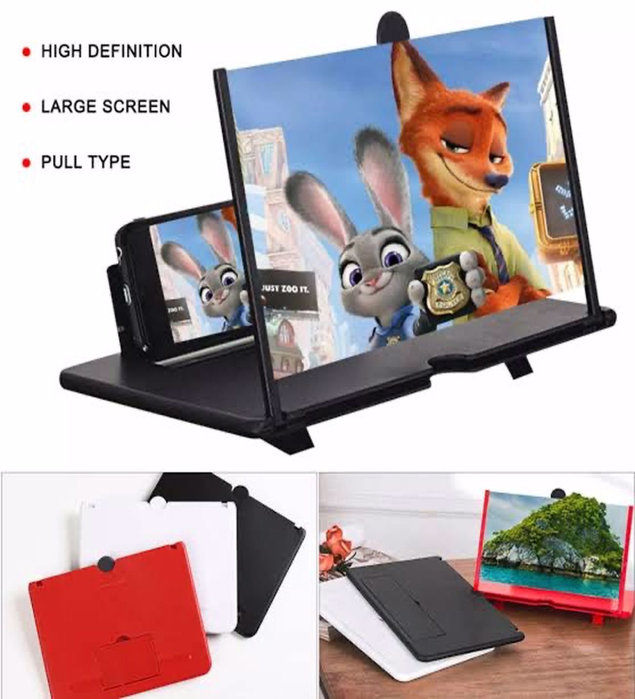 Telefon Ekran Büyüteci – 12 İnç Taşınabilir Ekran Büyütücü Stand, Katlanabilir Telefon Tutucu