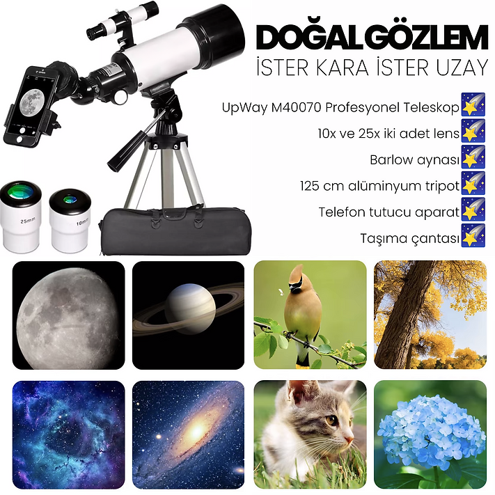 40070 Tripotlu Çantalı Zenith-Barlow X2 Lensli Profesyonel HD Teleskop