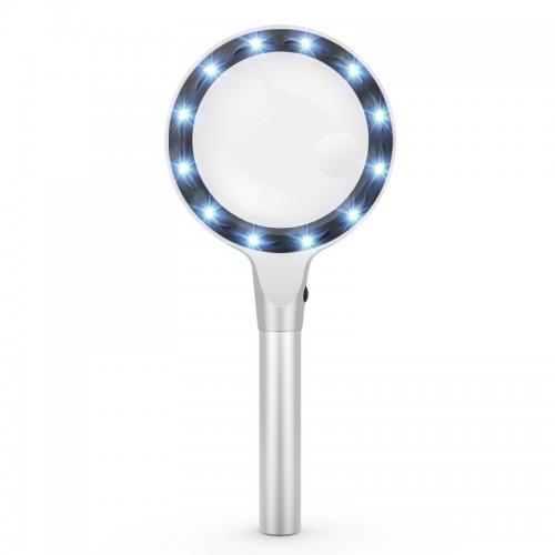 12 Led Işıklı Metal Okuma Büyüteci 85mm 5x Stok Kodu: NO.8013