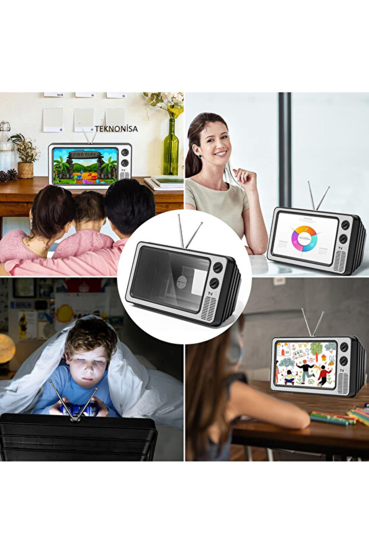 Telefon Ekran Büyütücü 3D HD Lens Retro TV Görünümlü Katlanabilir Mobil Ekran