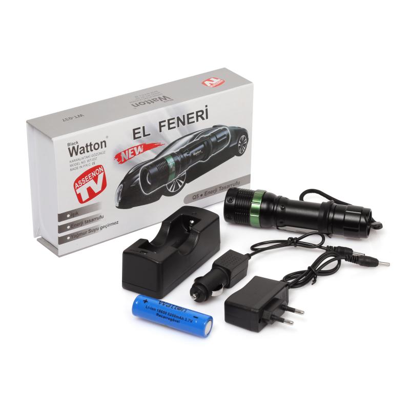 Watton WT-037 500 Lümen Şarjlı Zoomlu Acil Durum El Feneri