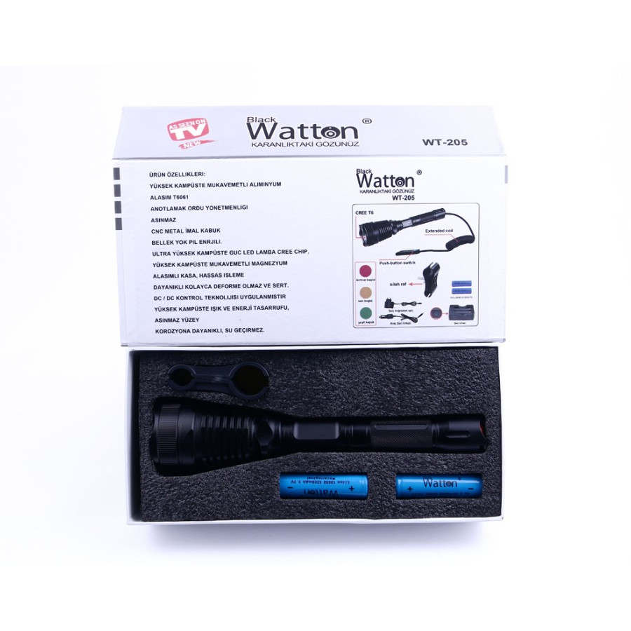 Watton WT-205 800 Lümen T6 LED Şarjlı El Feneri