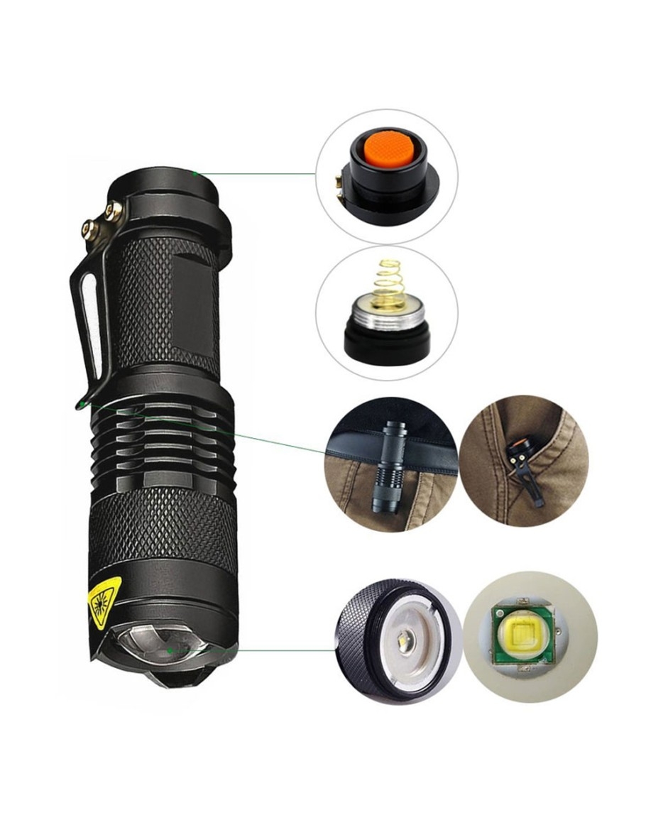Watton WT-304 Mini Şarjlı El Feneri Zoom Özellikli Alüminyum Taktik Fener