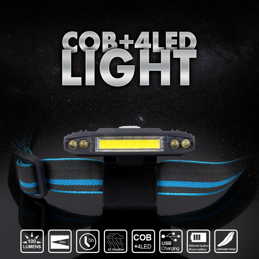 Watton WT-606 COB LED + 4LED 100 Lümen USB Şarjlı Şapka Feneri