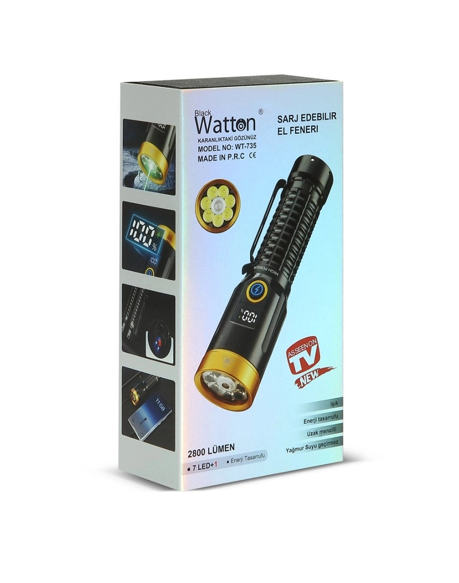 Watton WT-735 2800 Lümen Özel Seri Yeşil Lazerli Mıknatıslı El Feneri