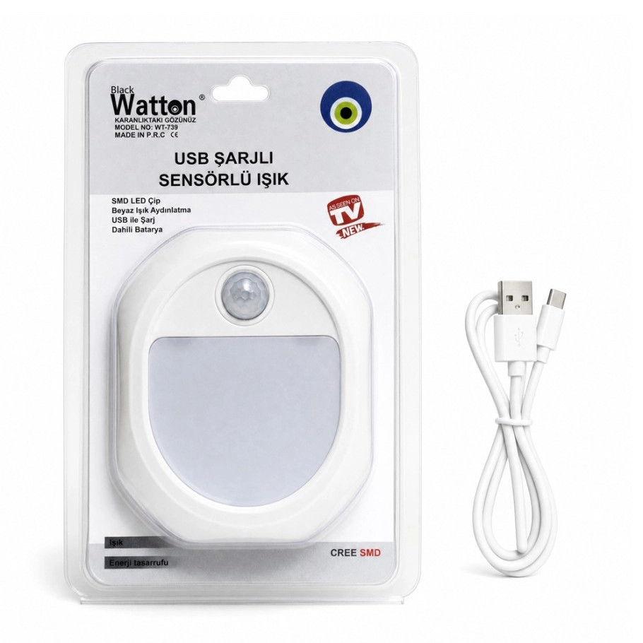 Watton WT-739 Hareket Sensörlü USD Şarjlı LED Lamba
