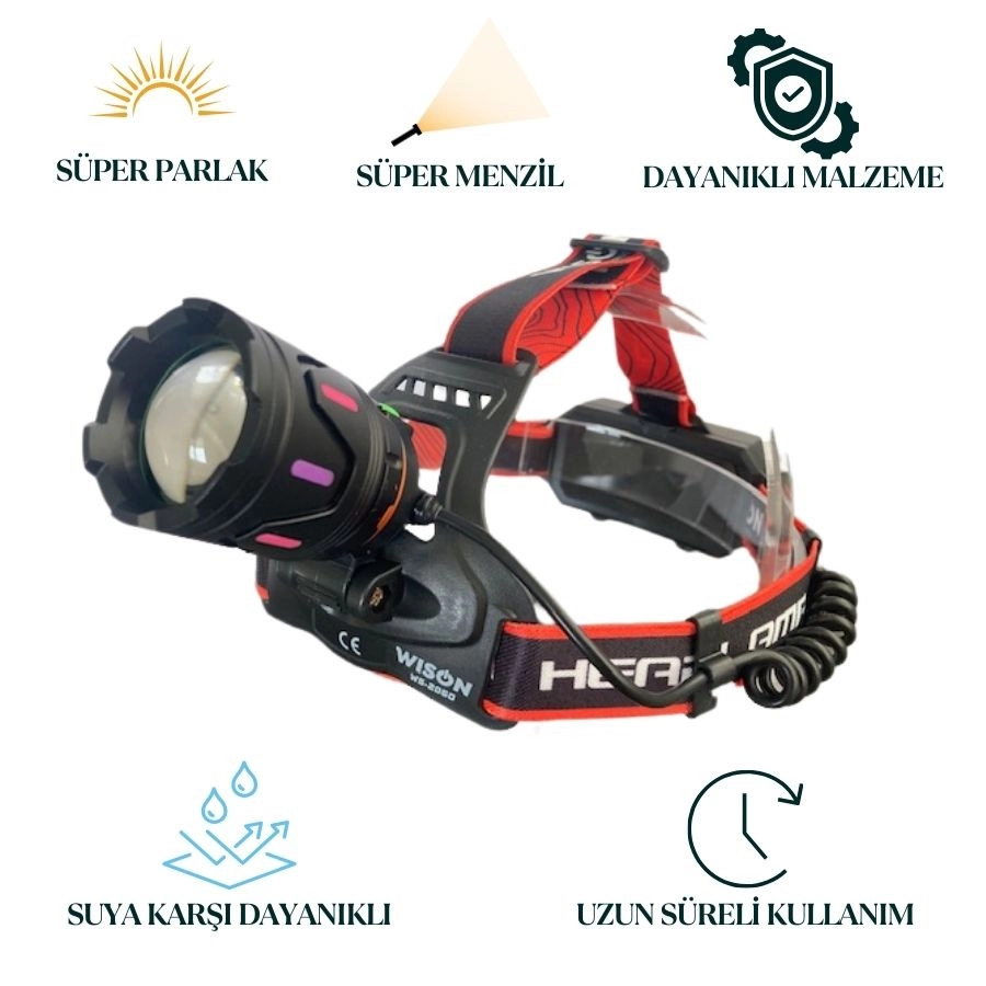 Wison WS-2060 25 Watt 1800 Lümen Profesyonel Şarjlı Kafa Feneri