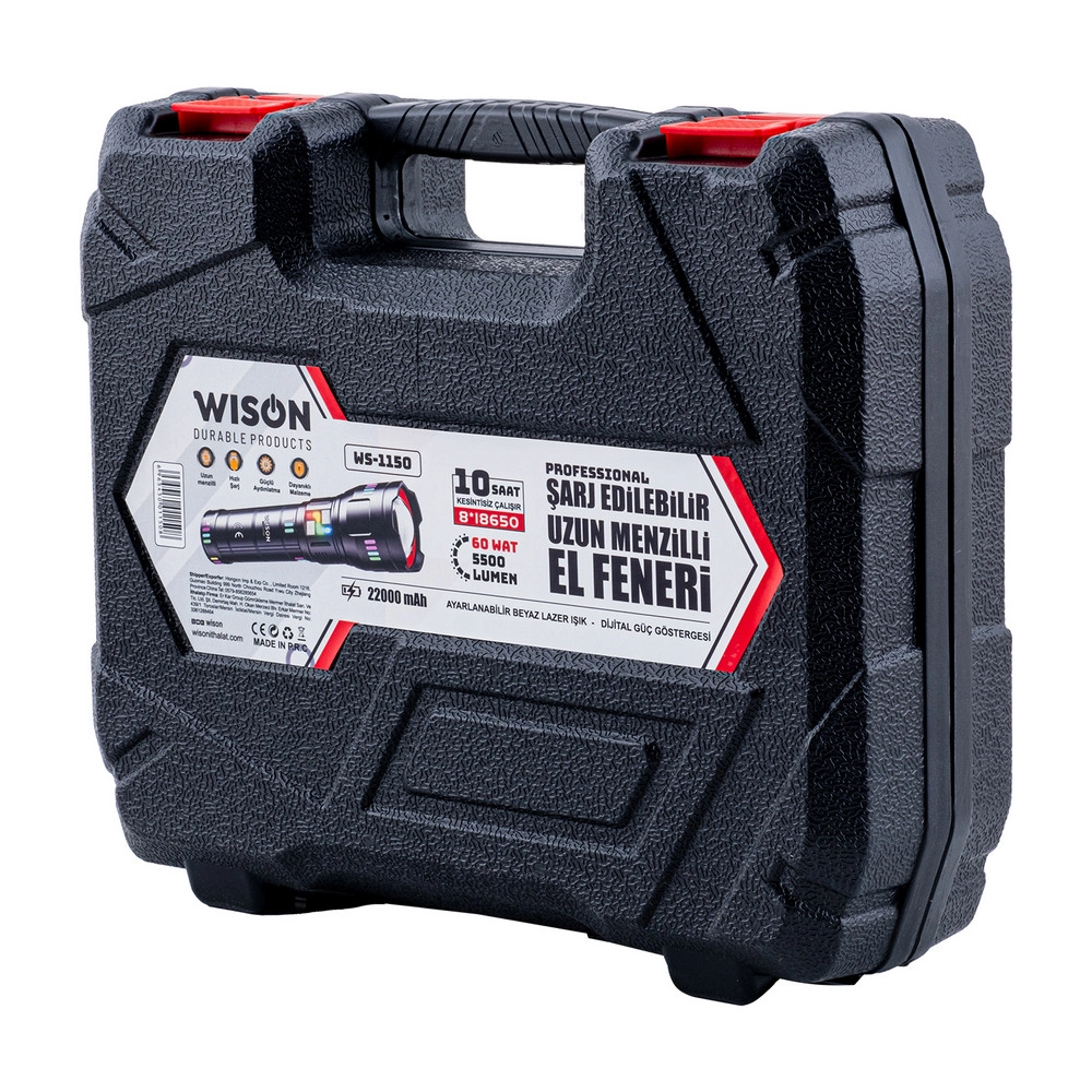 Wison WS-1150 Uzun Menzilli 60 Watt 5500 Lümen Profesyonel Güçlü El Feneri