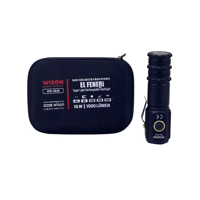 Wison WS-3838 1500 Lümen Mıknatıslı USB Şarjlı El Feneri