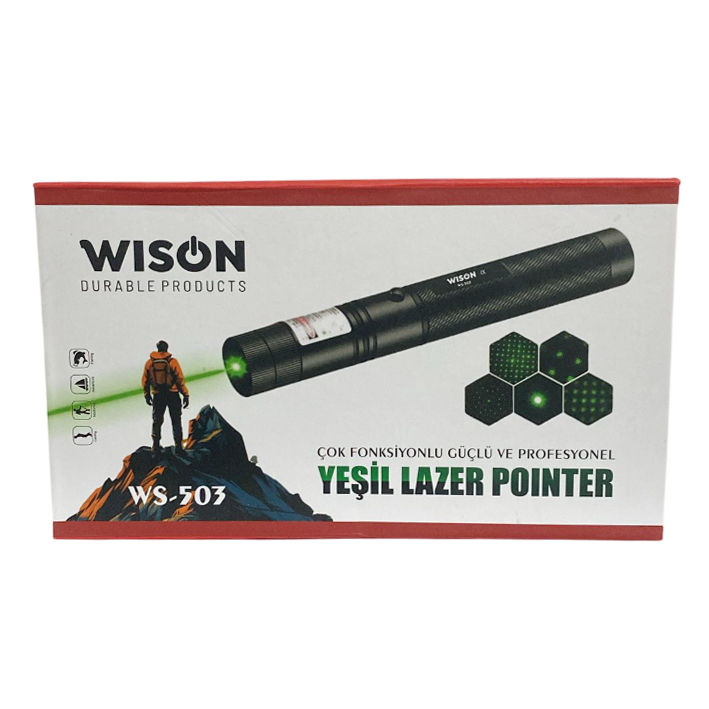 Wison WS-503 100MW Desen Başlıklı Şarjlı Yeşil Lazer Pointer