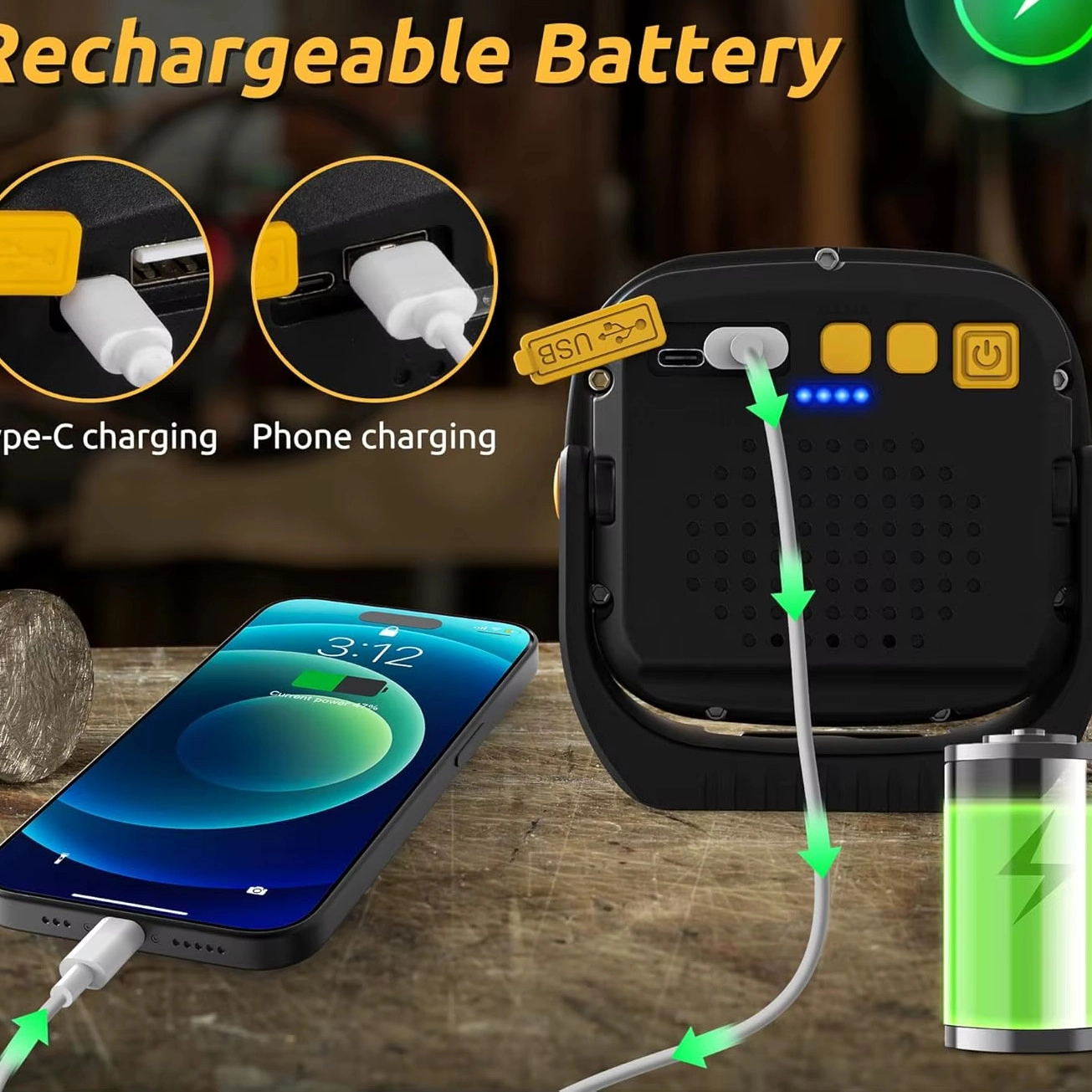 Wison WS-582 Powerbank Özellikli Tripod Bağlantılı Mıknatıslı 3500 Lümen USB Şarjlı Çalışma Feneri