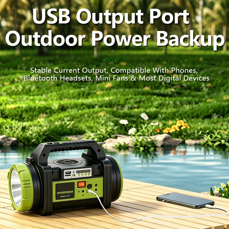 Wison WS-5683 30W Şarjlı Solar Ev Aydınlatma Seti Radyo Fan Powerbank Spot Fener