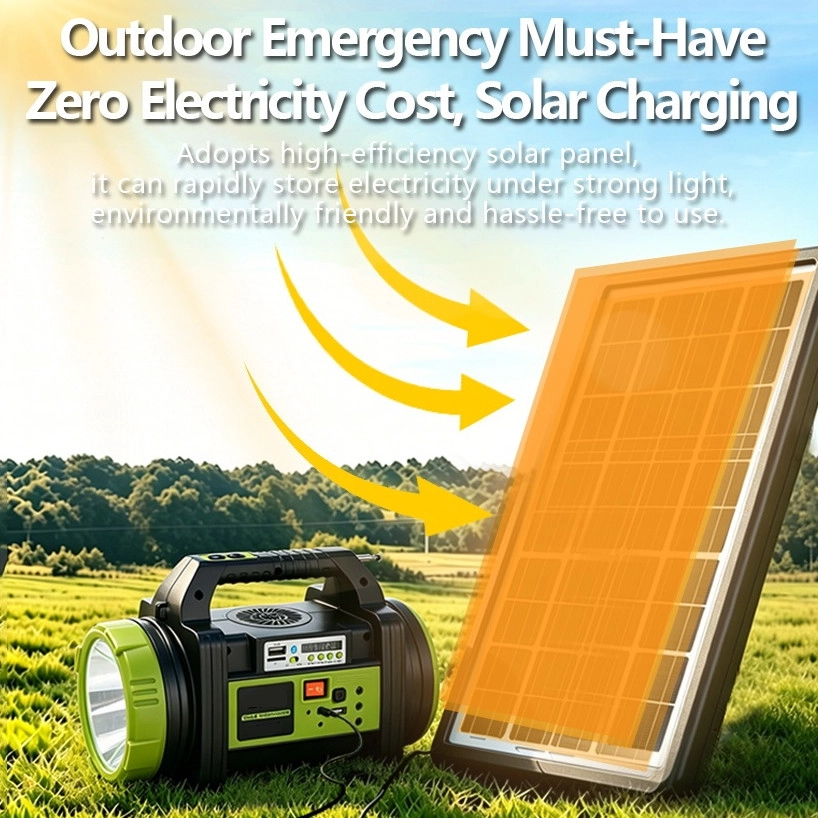 Wison WS-5683 30W Şarjlı Solar Ev Aydınlatma Seti Radyo Fan Powerbank Spot Fener