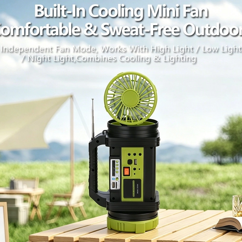 Wison WS-5683 30W Şarjlı Solar Ev Aydınlatma Seti Radyo Fan Powerbank Spot Fener